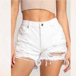 Free People Maggie Mid-Rise Jean Shorts Optic White Women’s Size 28 NWT Distress